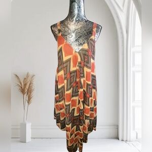 Orange and Brown Asymmetrical High-Low Sundress.  #42